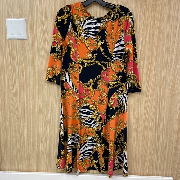 Susan Graver Orange Print Dress Size S - Picture 4 of 4